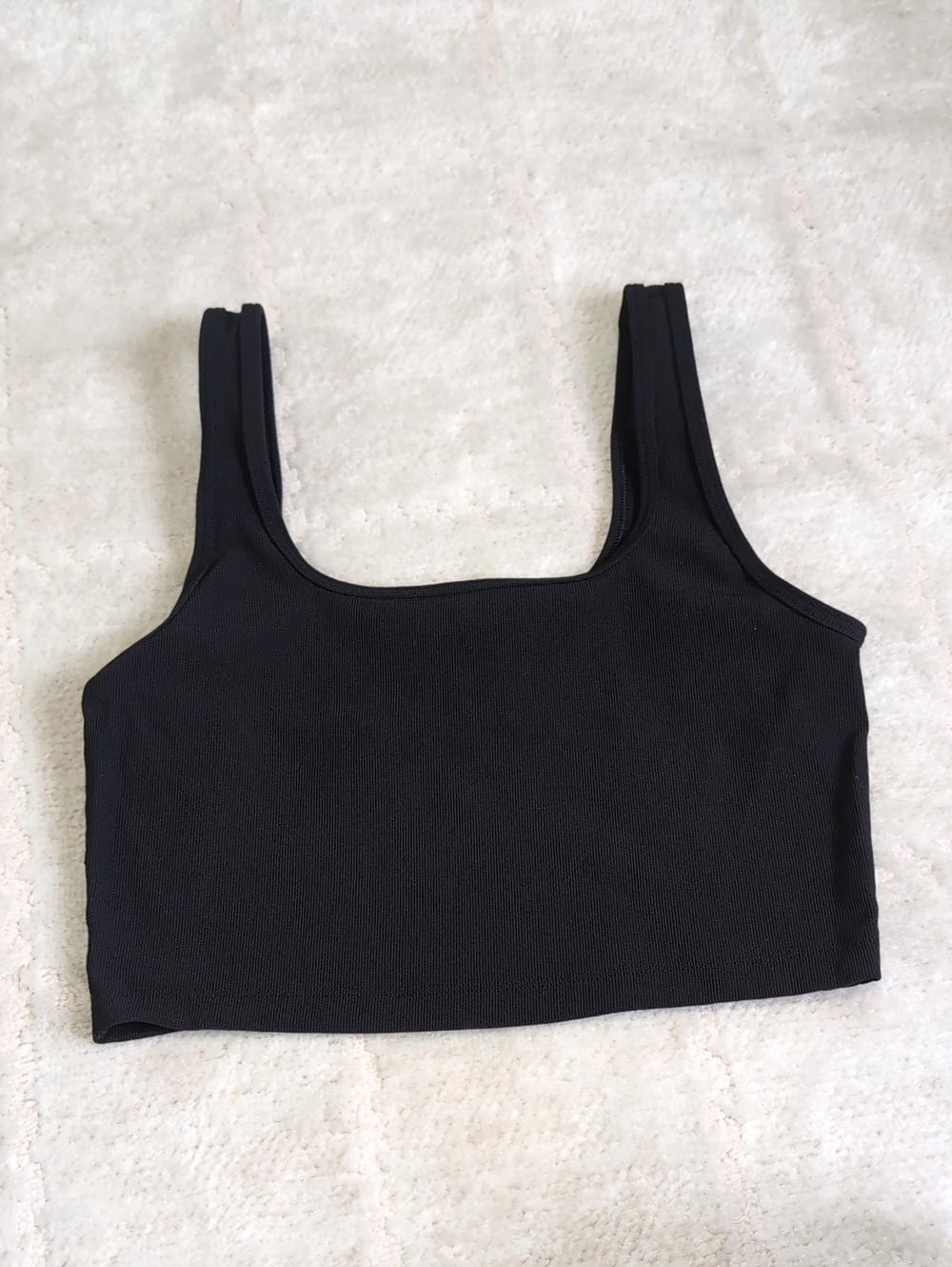 Black Square-Neck Crop Tank Top